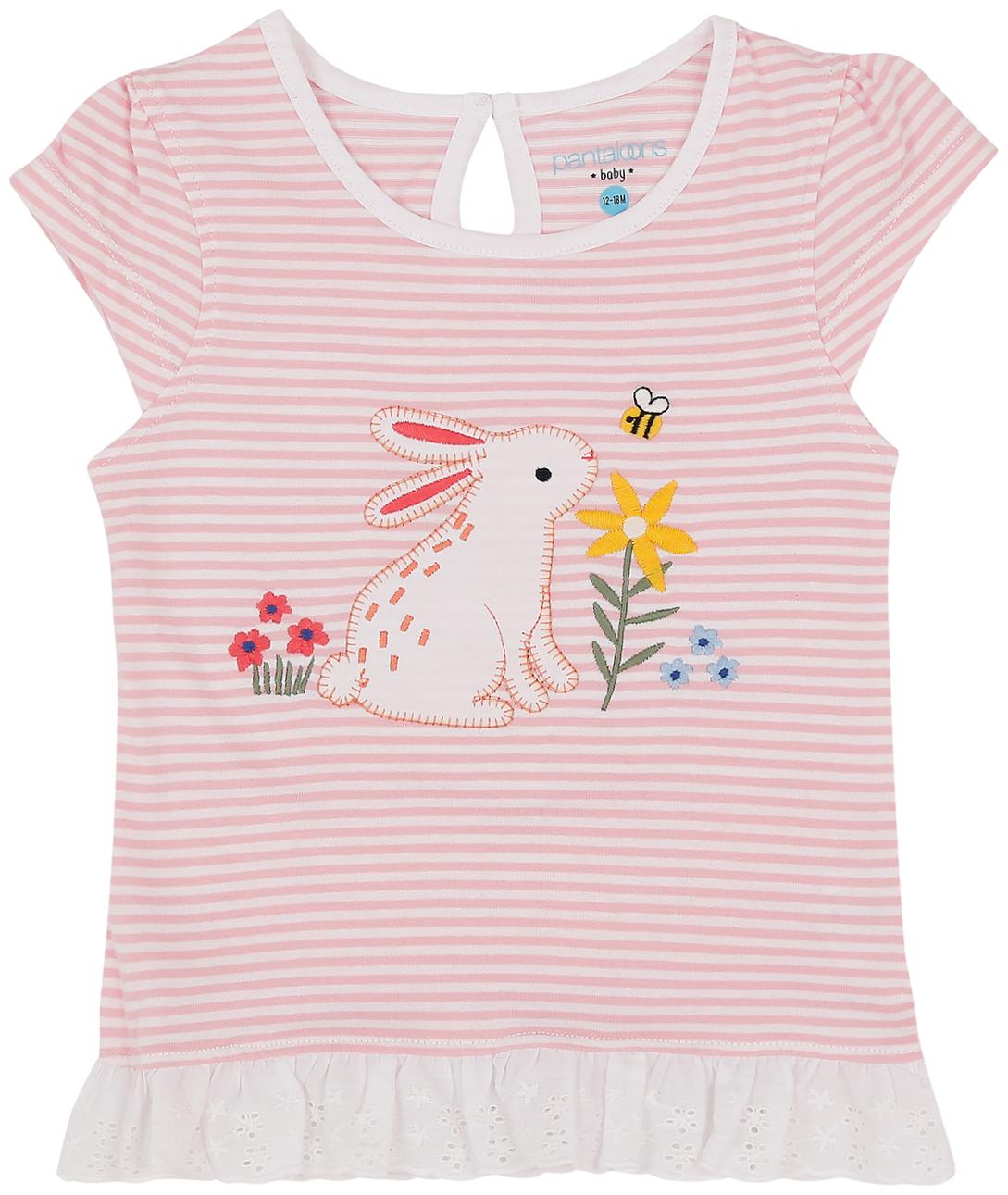 

Pantaloons Baby Cotton Printed T shirt for Baby Girl - Pink
