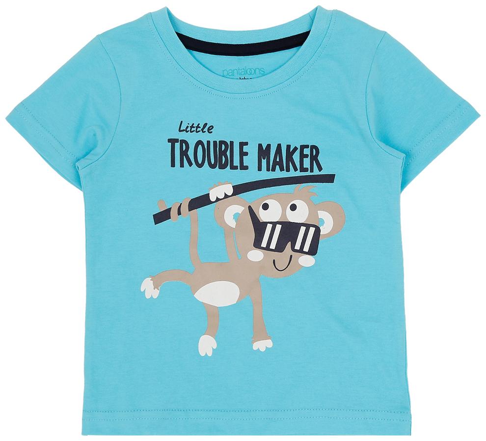

Pantaloons Baby Cotton Printed T shirt for Baby Boy - Blue
