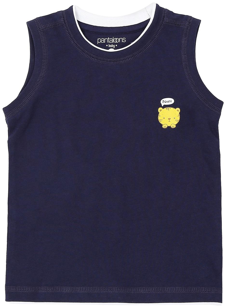 

Pantaloons Baby Cotton Solid T shirt for Baby Boy - Blue