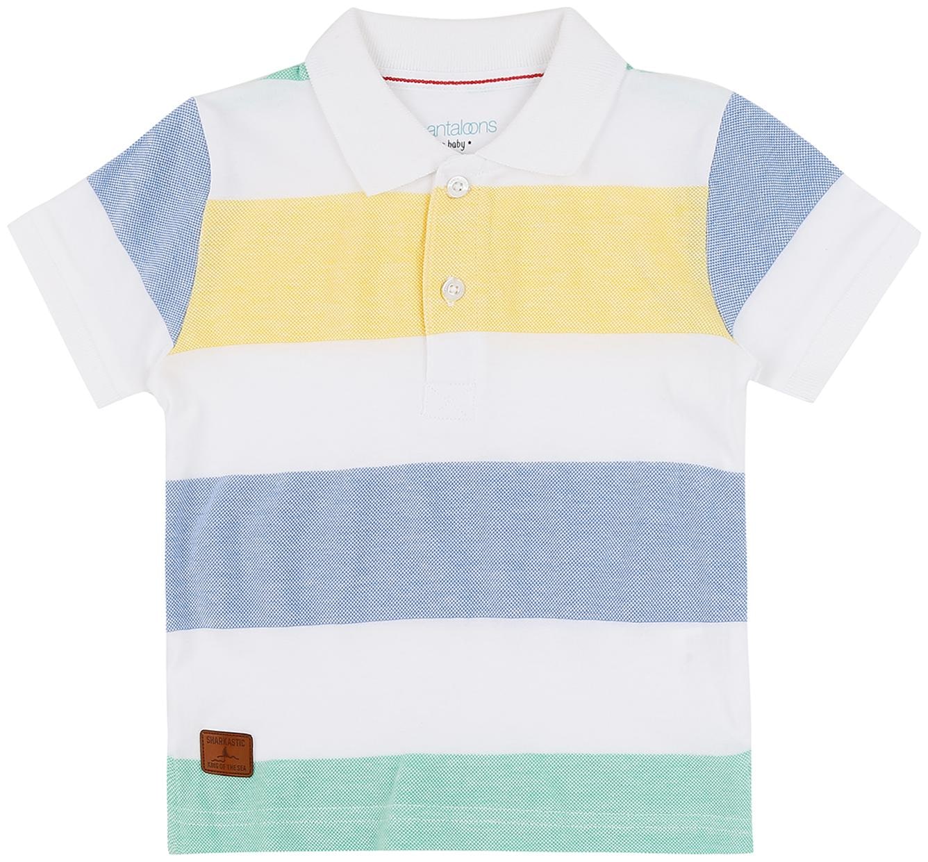 

Pantaloons Baby Cotton Striped T shirt for Baby Boy - White