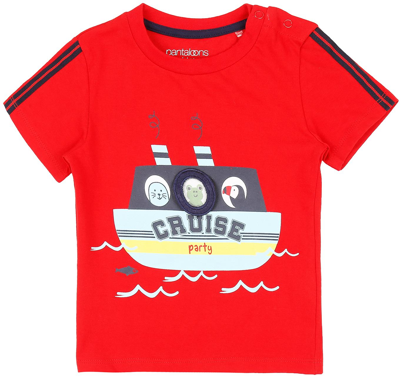

Pantaloons Baby Cotton Printed T shirt for Baby Boy - Red