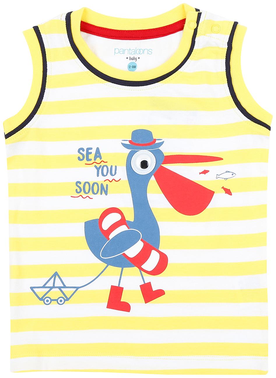 

Pantaloons Baby Cotton Striped T shirt for Baby Boy - Blue