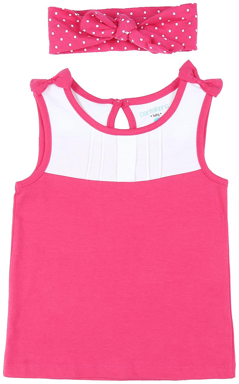 

Pantaloons Baby Cotton Solid T shirt for Baby Girl - Pink