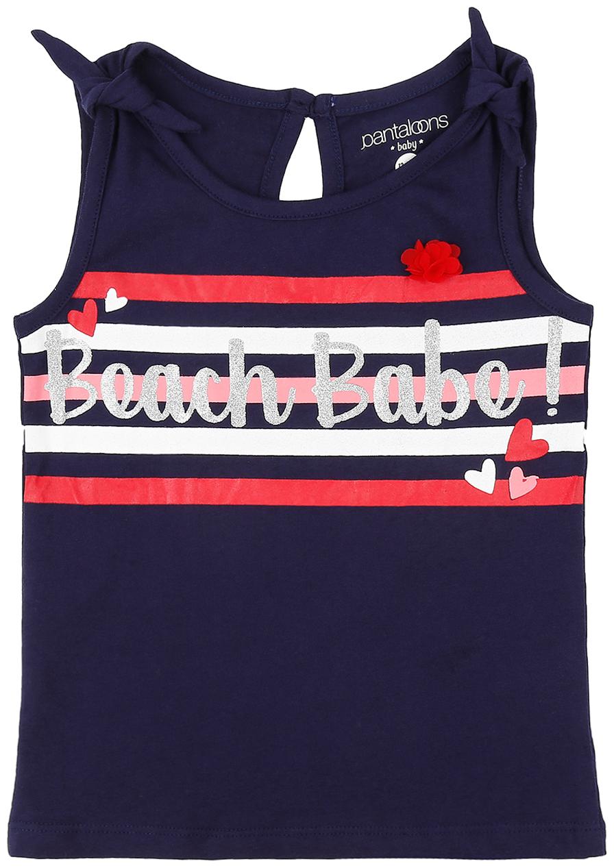 

Pantaloons Baby Cotton Printed T shirt for Baby Girl - Blue