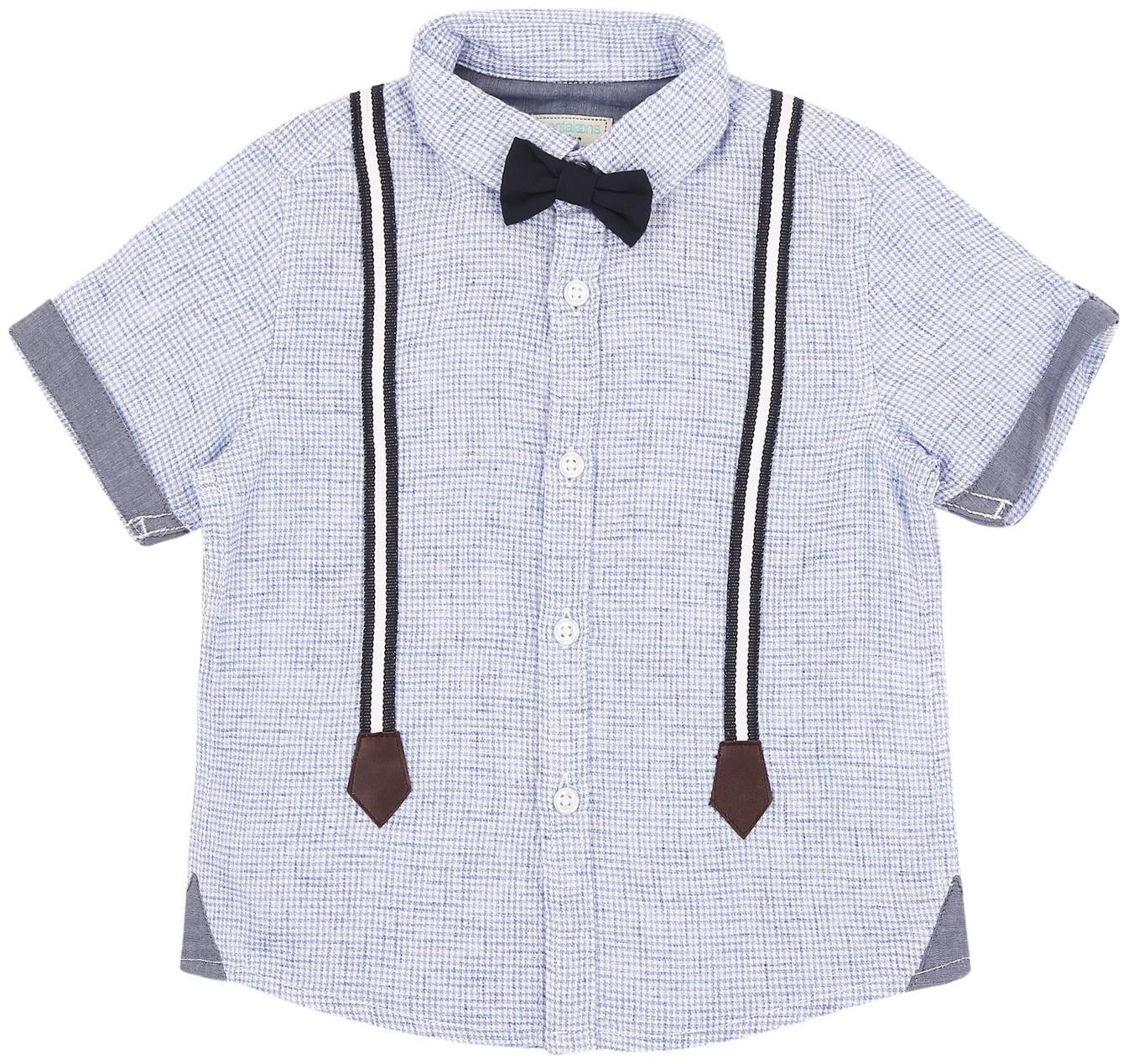 

Pantaloons Baby Cotton Self design Shirt for Baby Boy - Blue