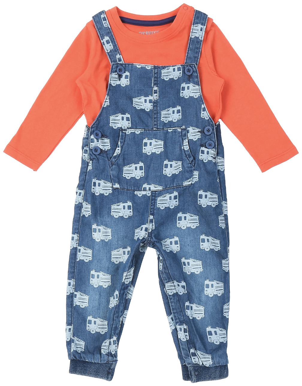 

Pantaloons Baby Baby boy Cotton Printed Winterwear onesie and romper - Blue