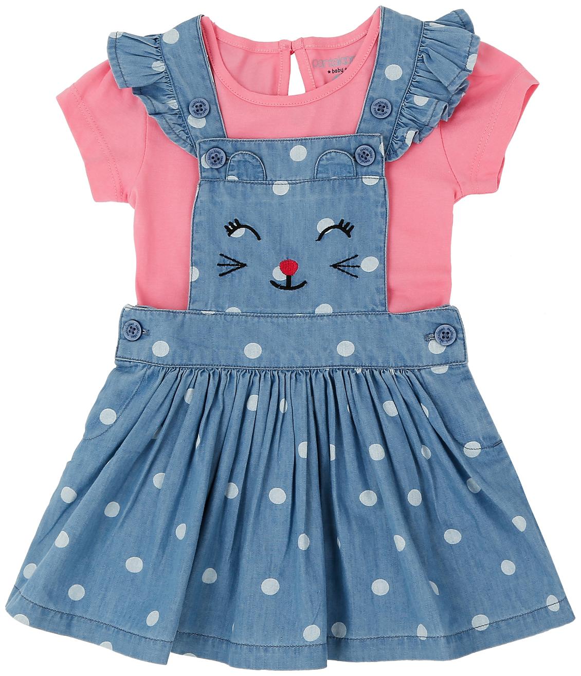 

Pantaloons Baby Dungaree For Baby Girls (Blue Pink)