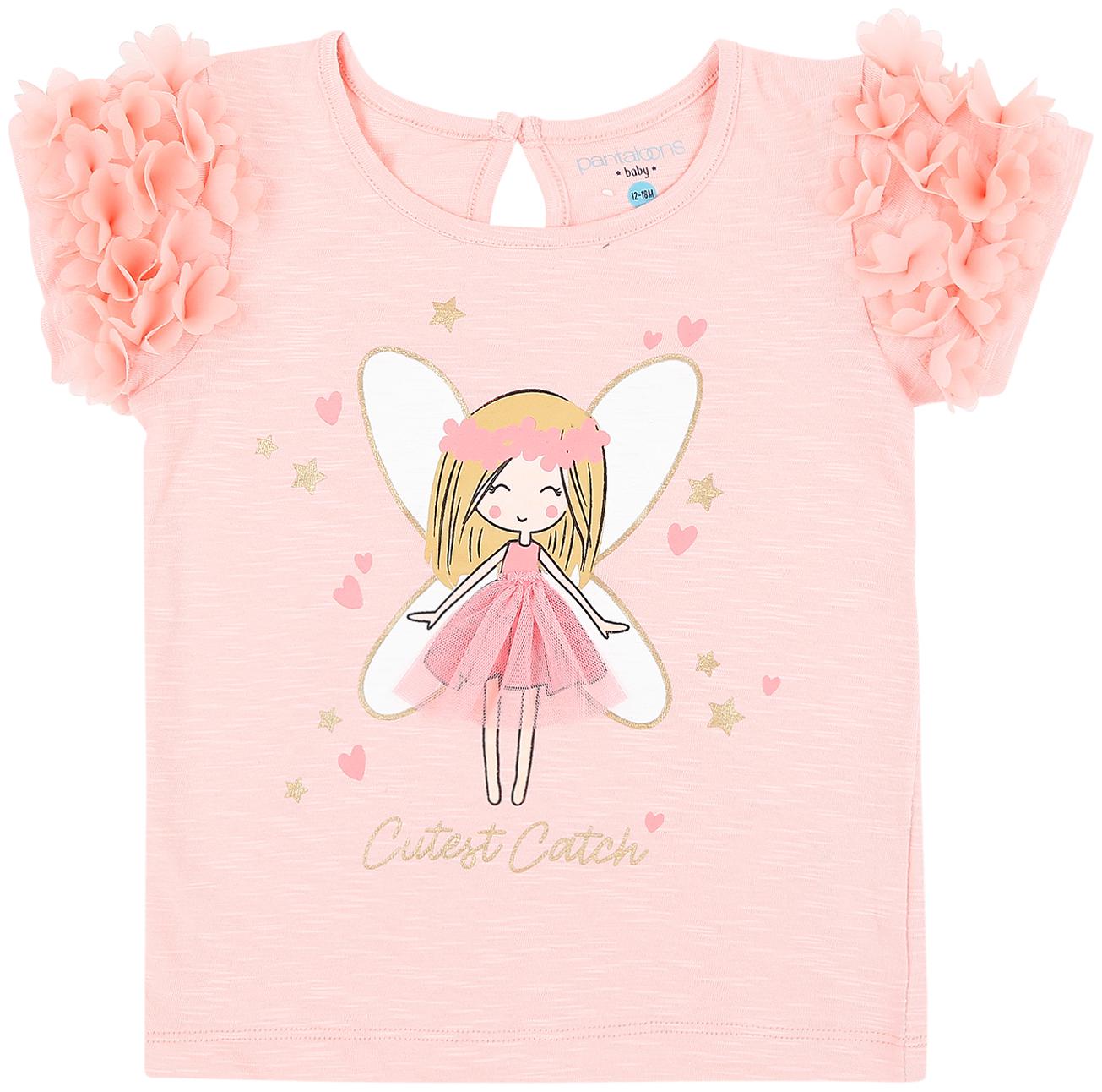 

Pantaloons Baby Cotton Printed T shirt for Baby Girl - Pink