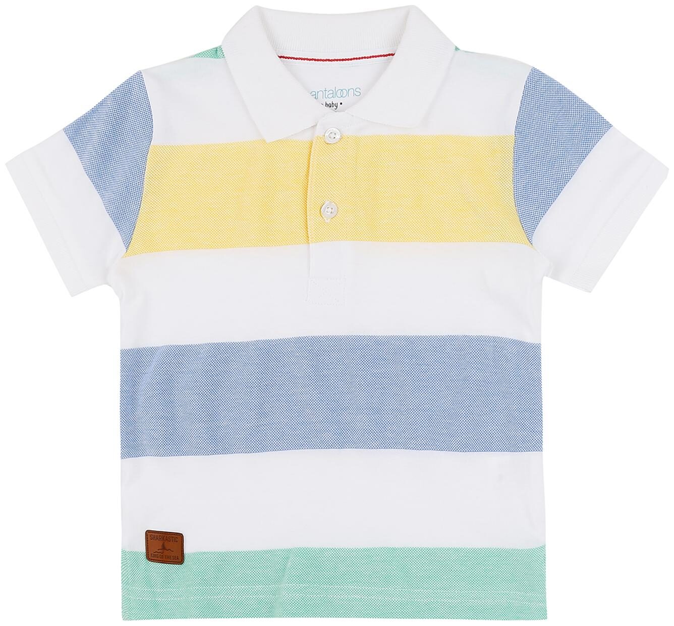 

Pantaloons Baby Cotton Striped T shirt for Baby Boy - White