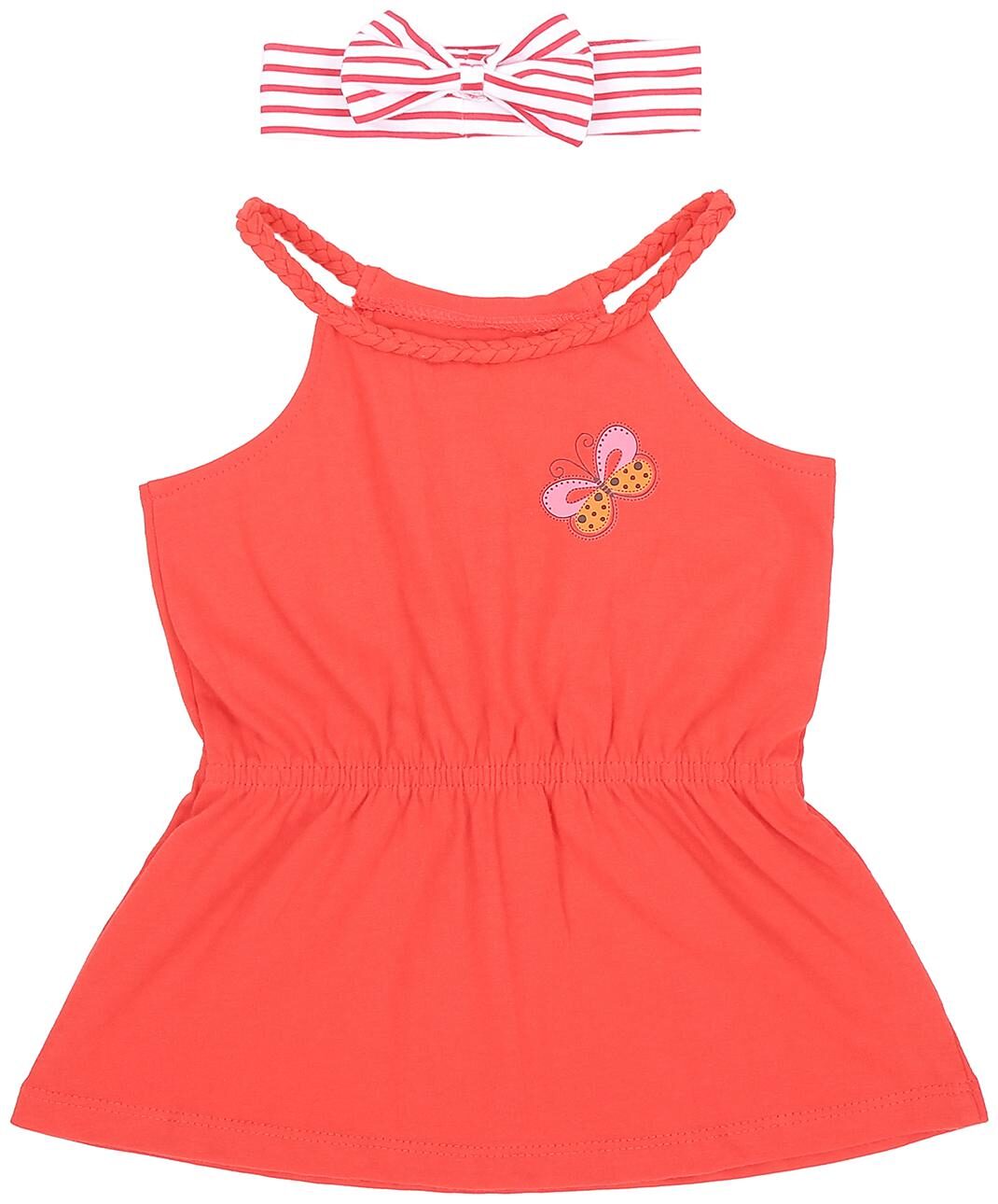 

Pantaloons Baby Cotton Solid T shirt for Baby Girl - Red