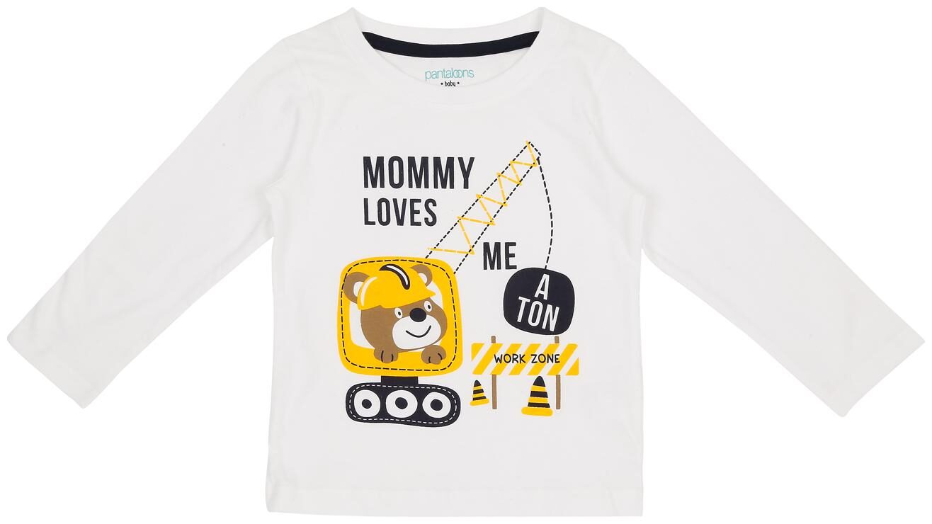 

Pantaloons Baby Cotton Printed T shirt for Baby Boy - White