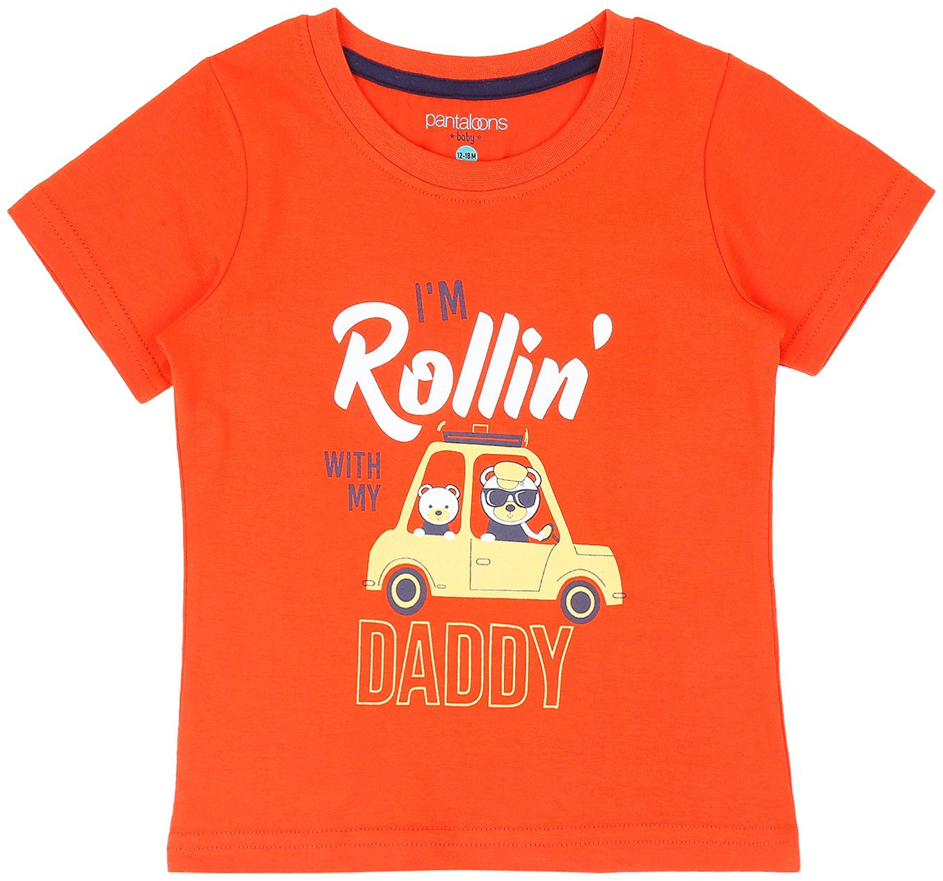 

Pantaloons Baby Cotton Printed T shirt for Baby Boy - Red