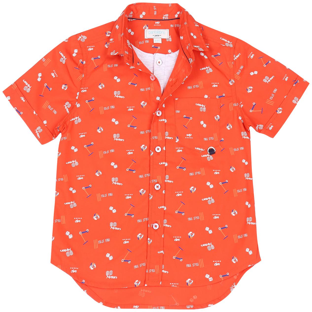 

Pantaloons Junior Boy Cotton Printed Shirt Red