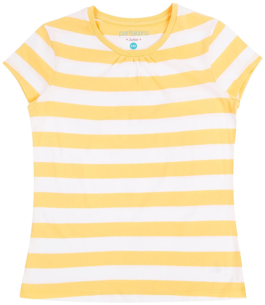 

Pantaloons Junior Girl Cotton Striped T shirt - Yellow