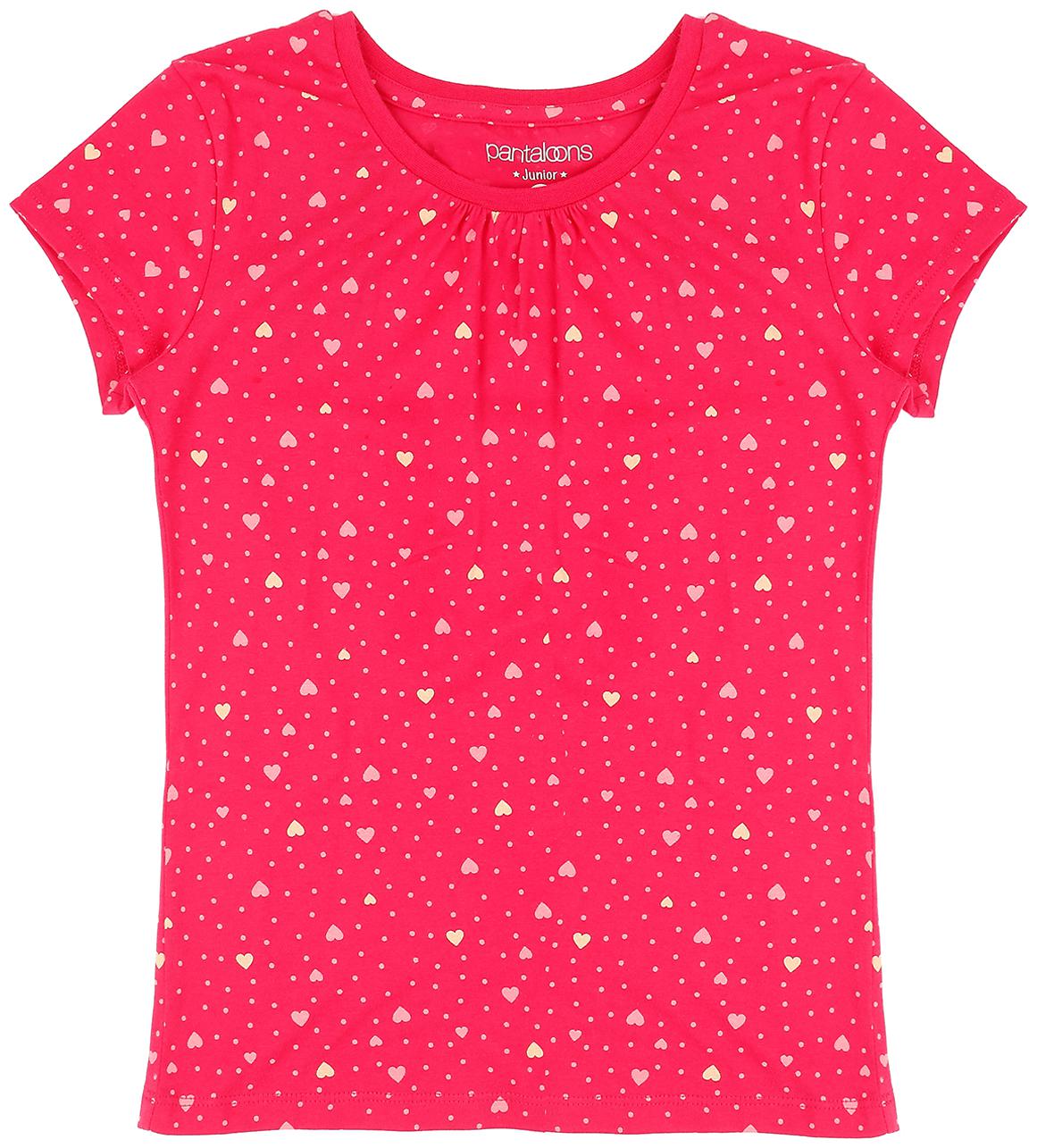 

Pantaloons Junior Girl Cotton Printed T shirt - Pink