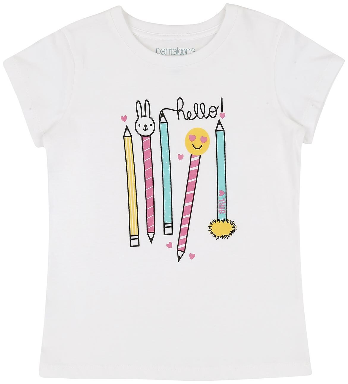 

Pantaloons Junior Girl Cotton Printed T shirt - White