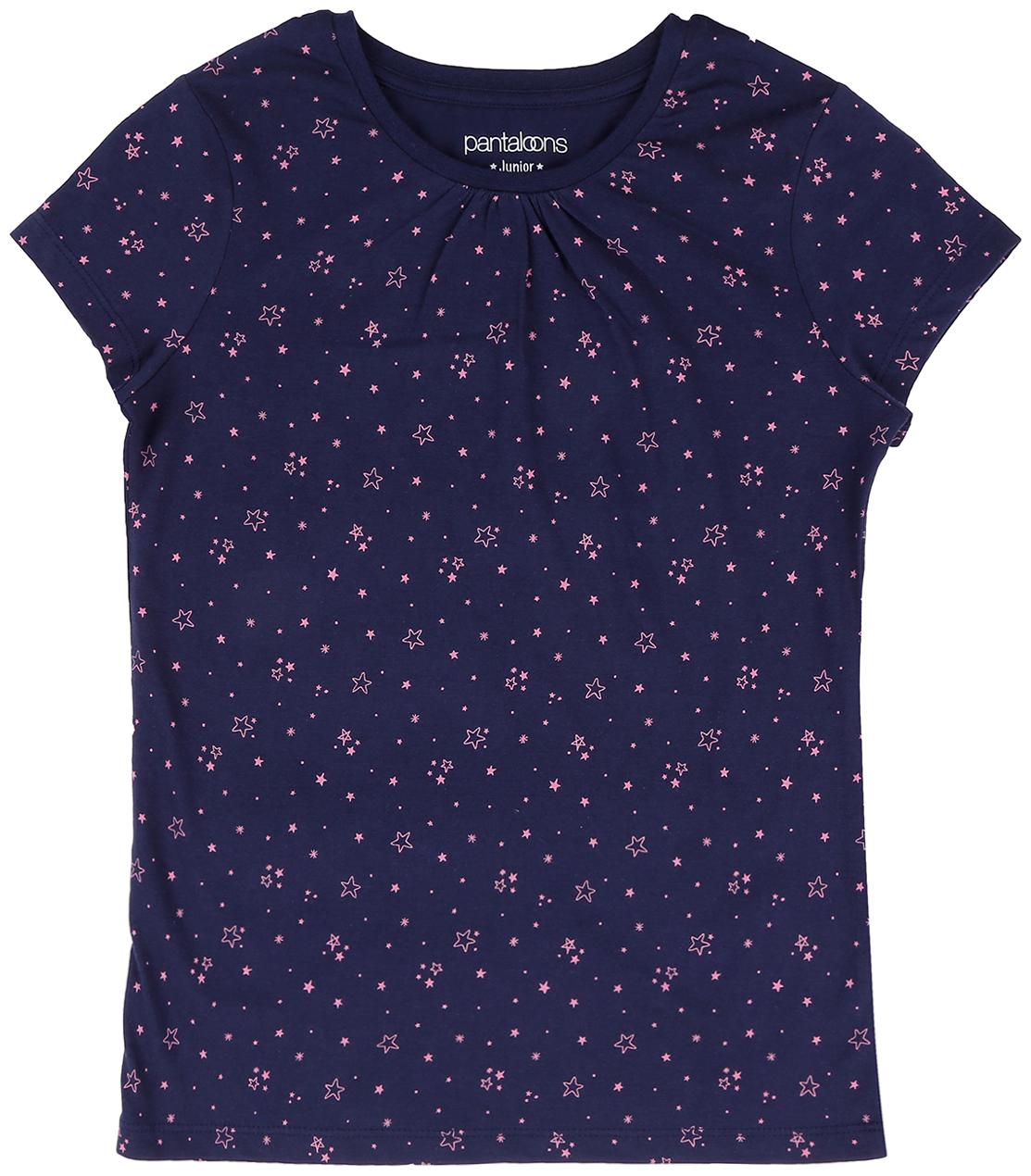 

Pantaloons Junior Girl Cotton Printed T shirt - Blue