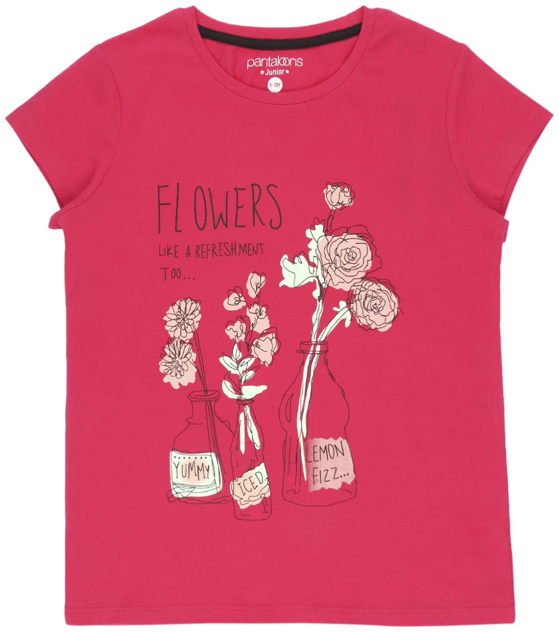 

Pantaloons Junior Girl Cotton Printed T shirt - Purple