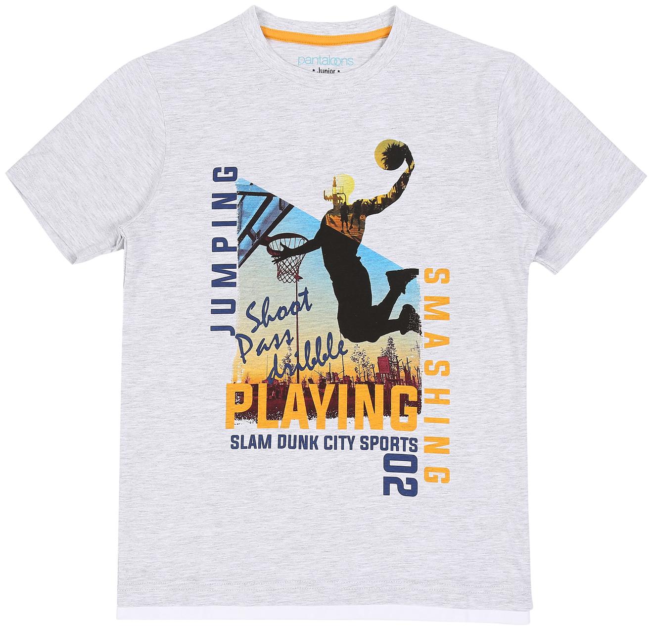 

Pantaloons Junior Boy Cotton Printed T-shirt - Grey