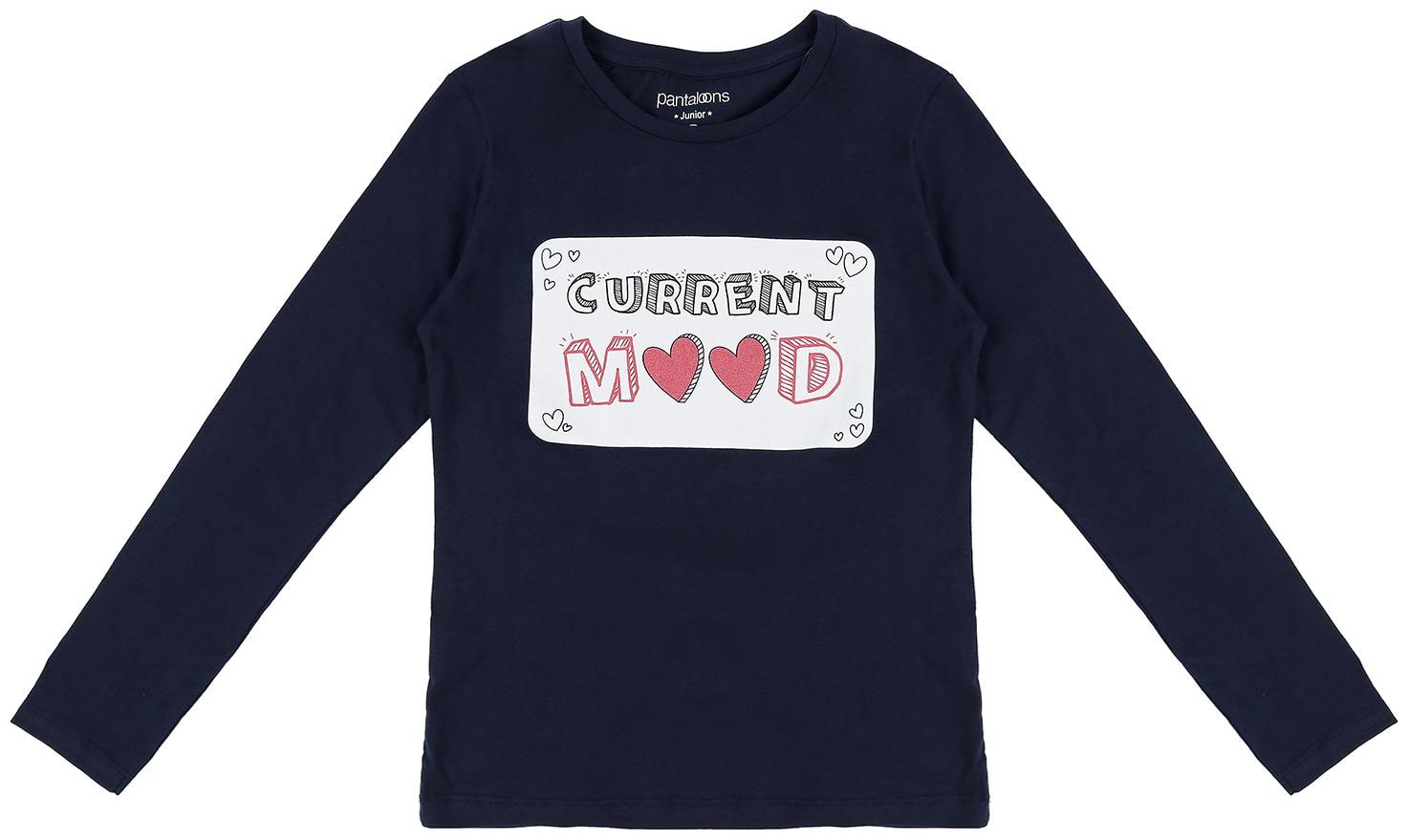 

Pantaloons Junior Girl Cotton Printed T shirt - Blue