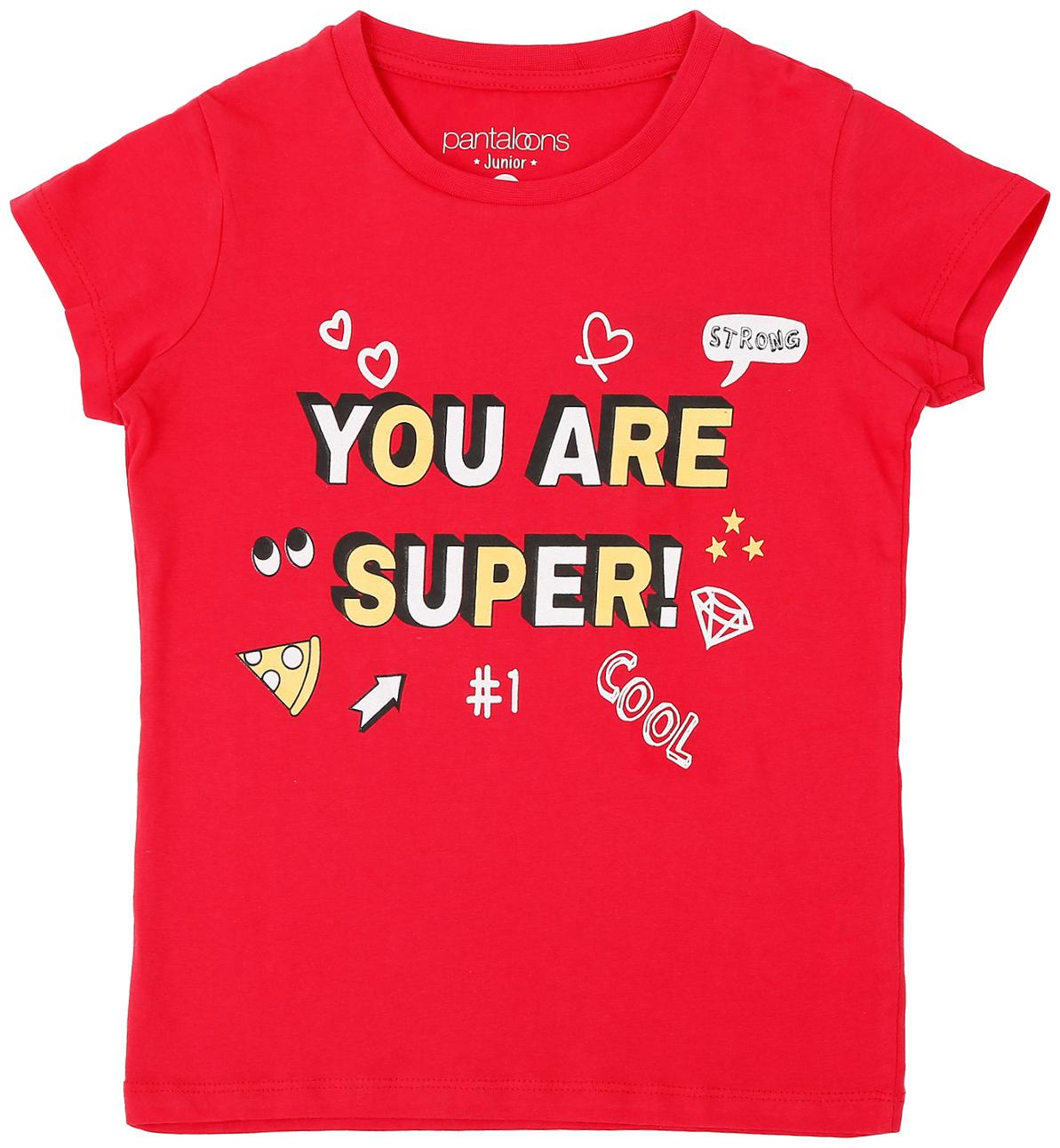 

Pantaloons Junior Girl Cotton Printed T shirt - Pink