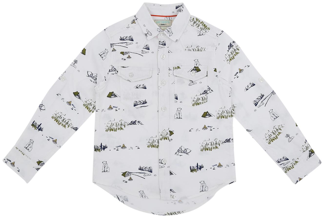 

Pantaloons Junior Boy Cotton Printed Shirt White