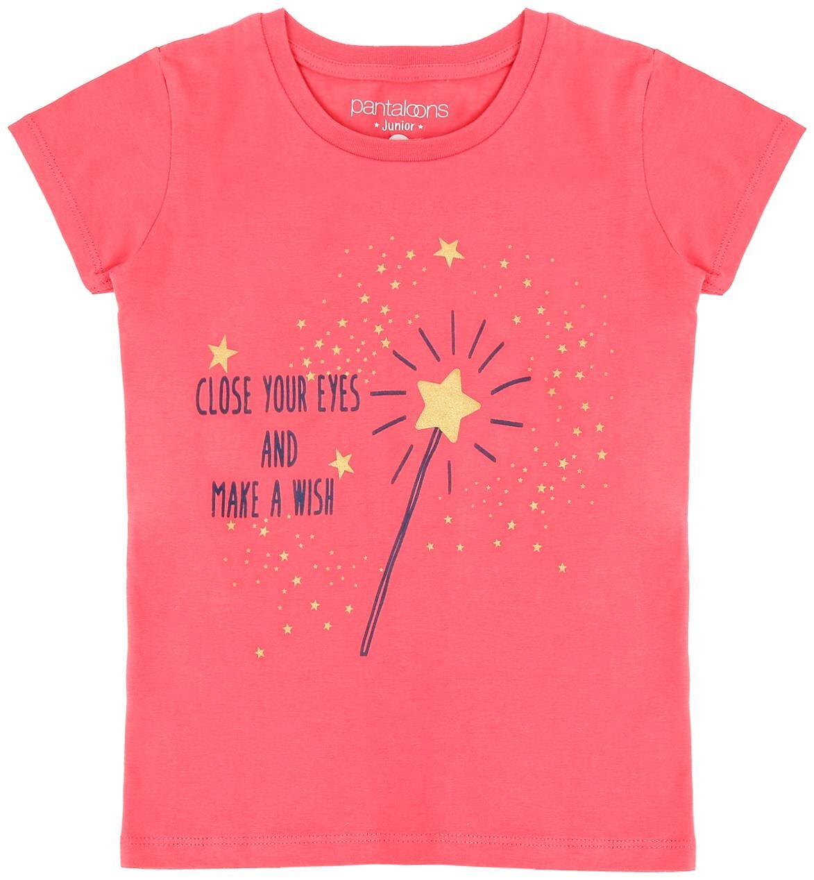 

Pantaloons Junior Girl Cotton Printed T shirt - Pink