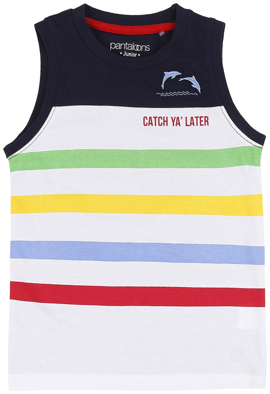 

Pantaloons Junior Boy Cotton Striped T-shirt - White
