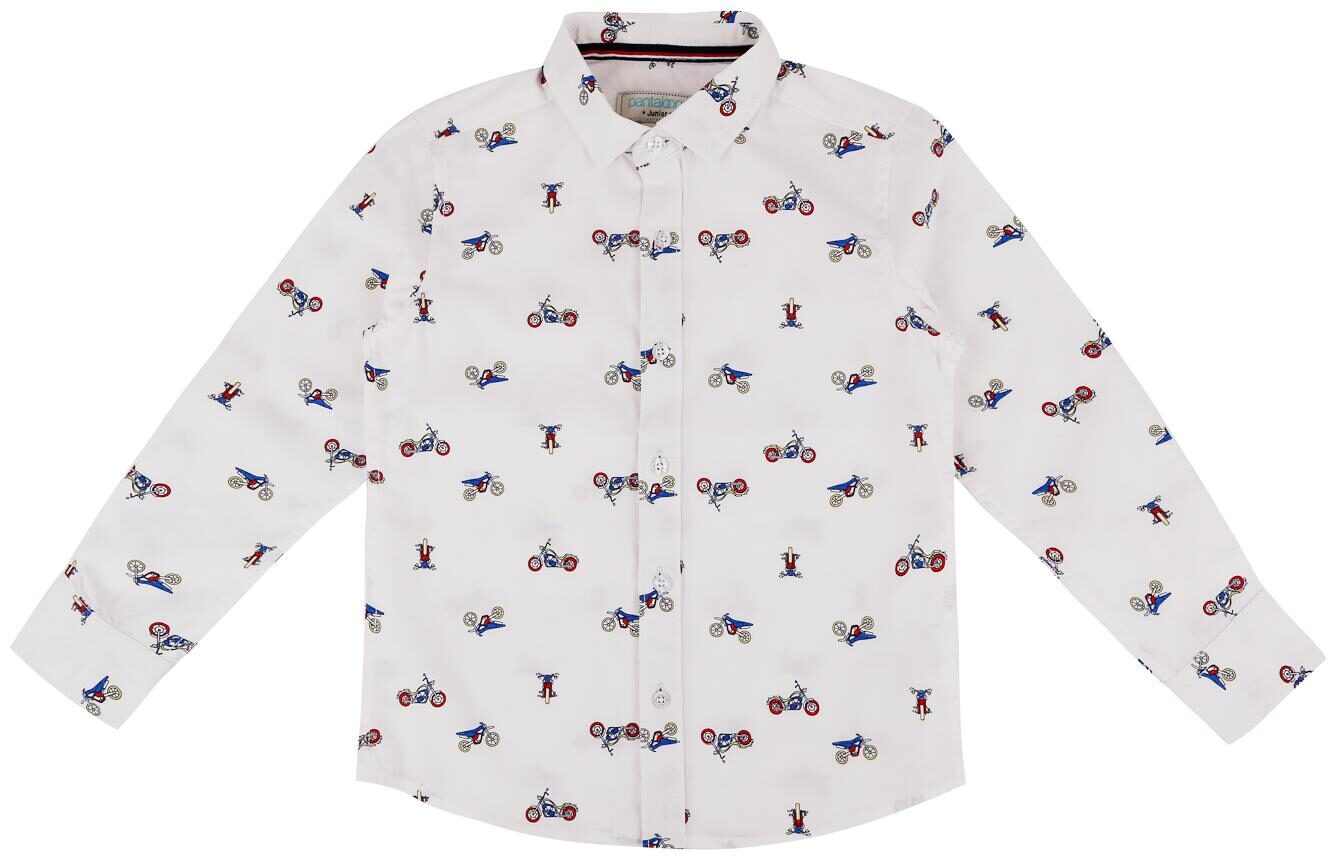 

Pantaloons Junior Boy Cotton Printed Shirt White