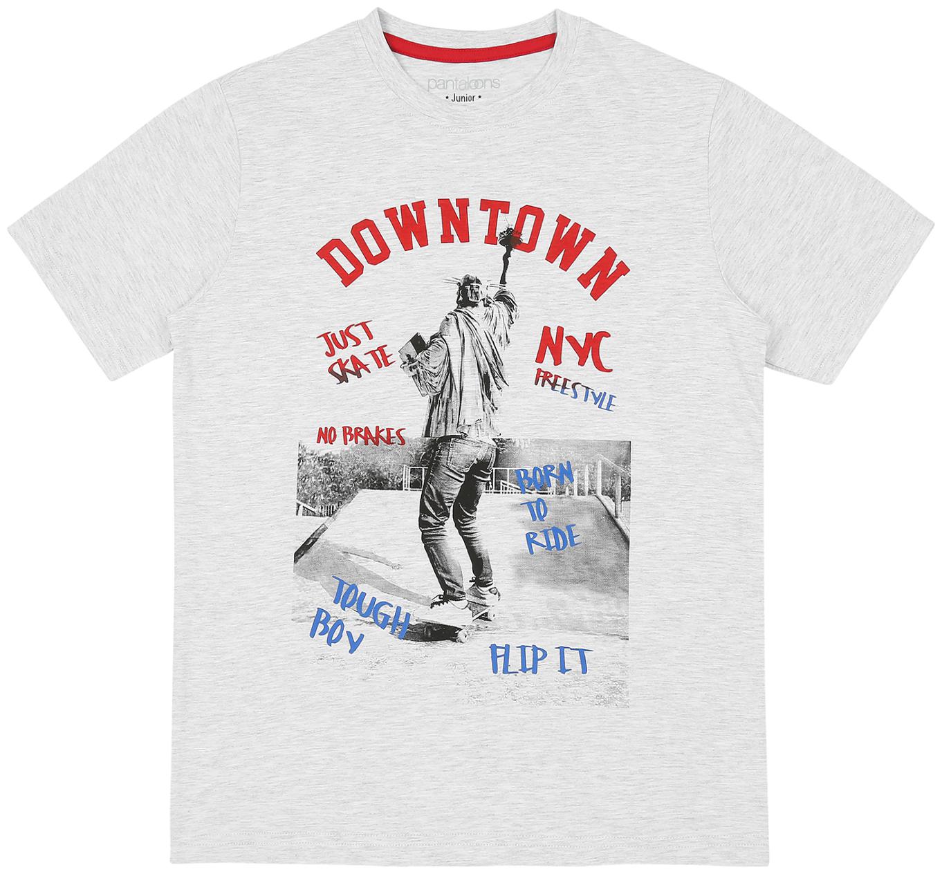 

Pantaloons Junior Boy Cotton Printed T-shirt - Grey