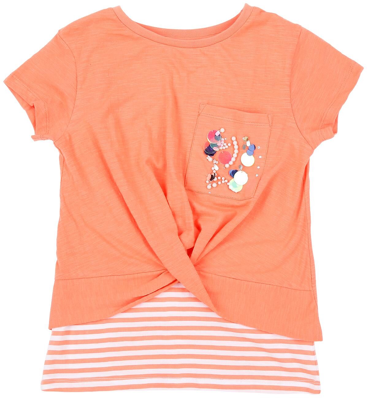 

Pantaloons Junior Girl Cotton Striped T shirt - Orange