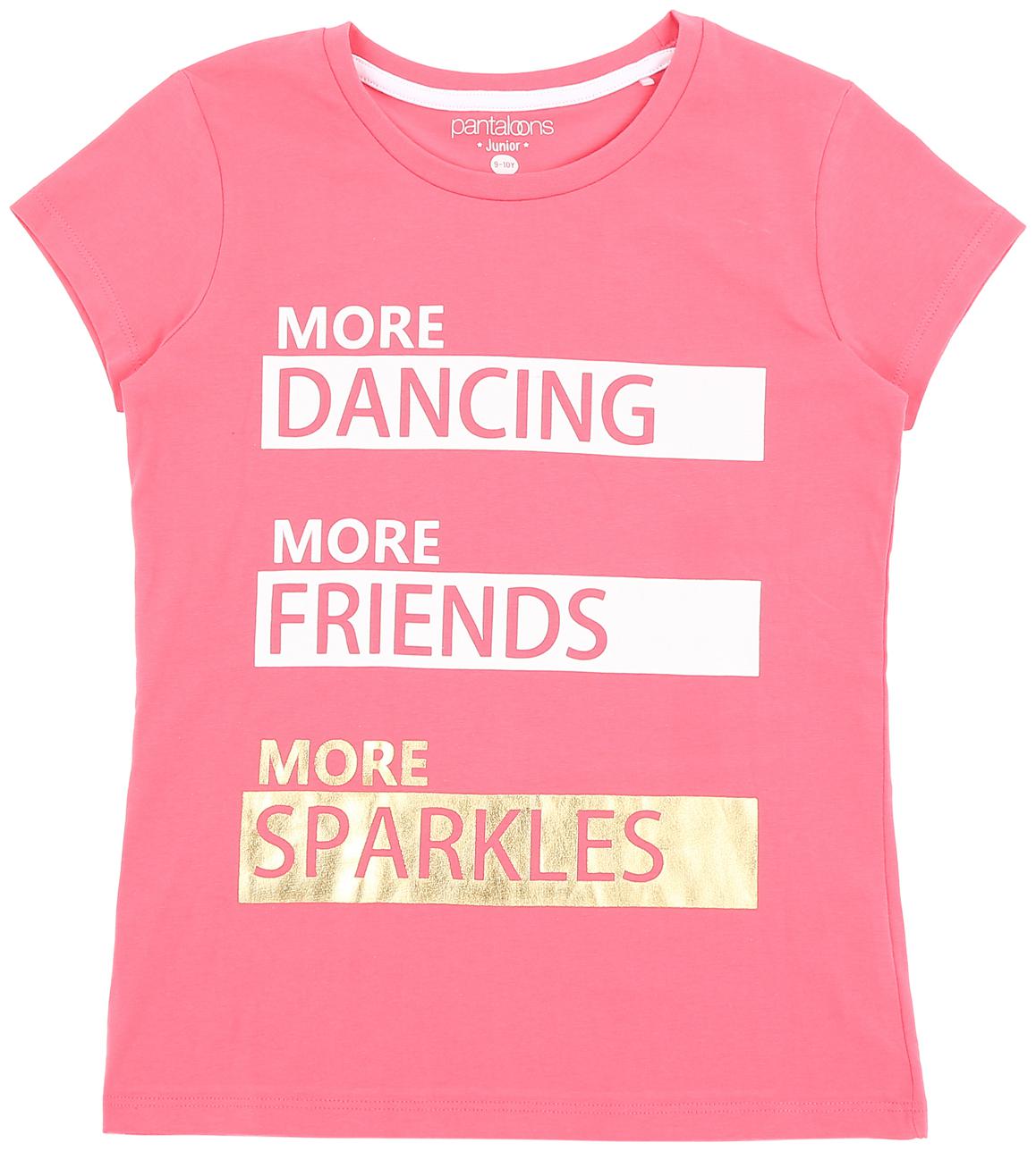 

Pantaloons Junior Girl Cotton Printed T shirt - Pink
