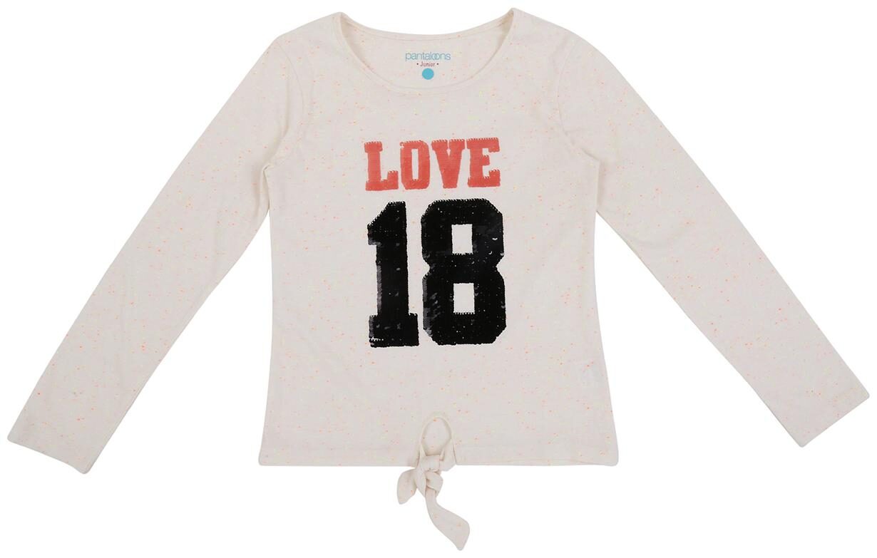 

Pantaloons Junior Girl Cotton Printed T shirt - White