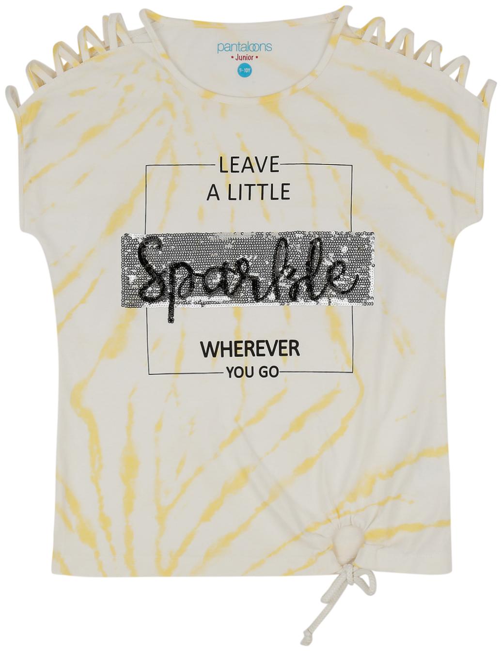 

Pantaloons Junior Girl Cotton Printed T shirt - Yellow