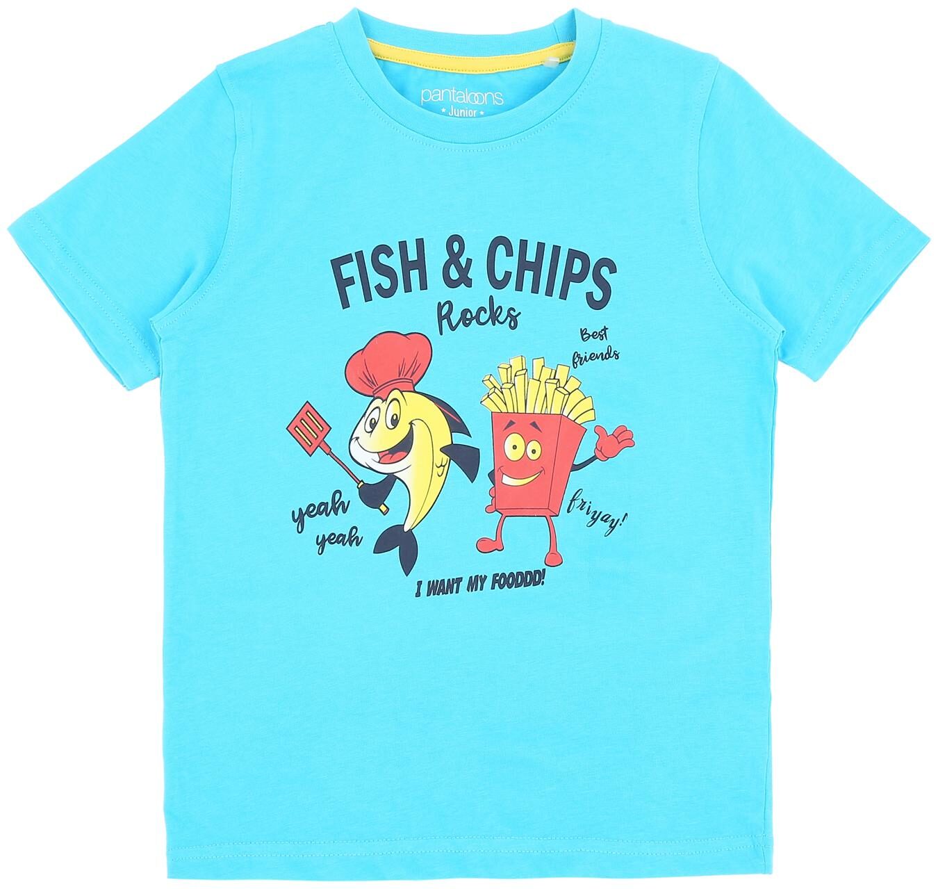 

Pantaloons Junior Boy Cotton Printed T-shirt - Blue