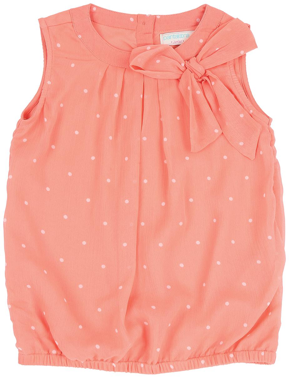 

Pantaloons Junior Girl Poly georgette Polka dots Top - Orange