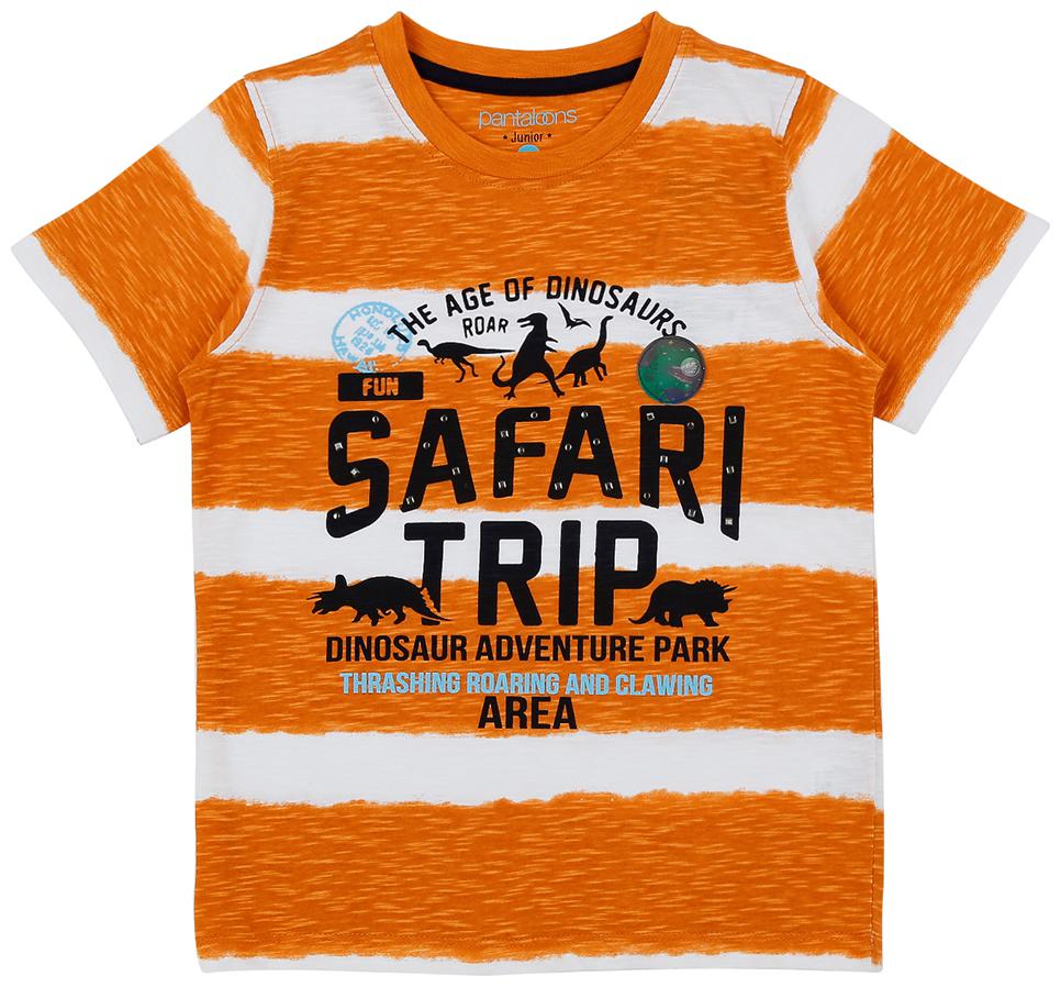 

Pantaloons Junior Boy Cotton Striped T-shirt - White Orange