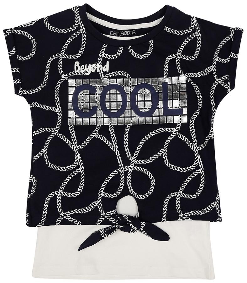 

Pantaloons Junior Girl Cotton Printed T shirt - Black