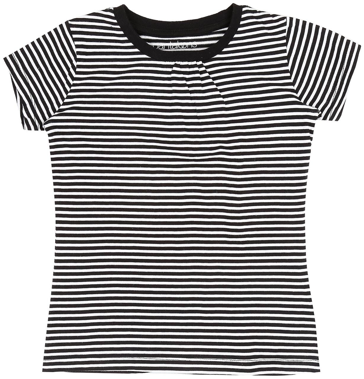 

Pantaloons Junior Girl Cotton Striped T shirt - Black