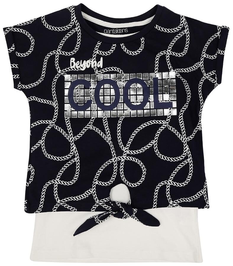 

Pantaloons Junior Girl Cotton Printed T shirt - Black