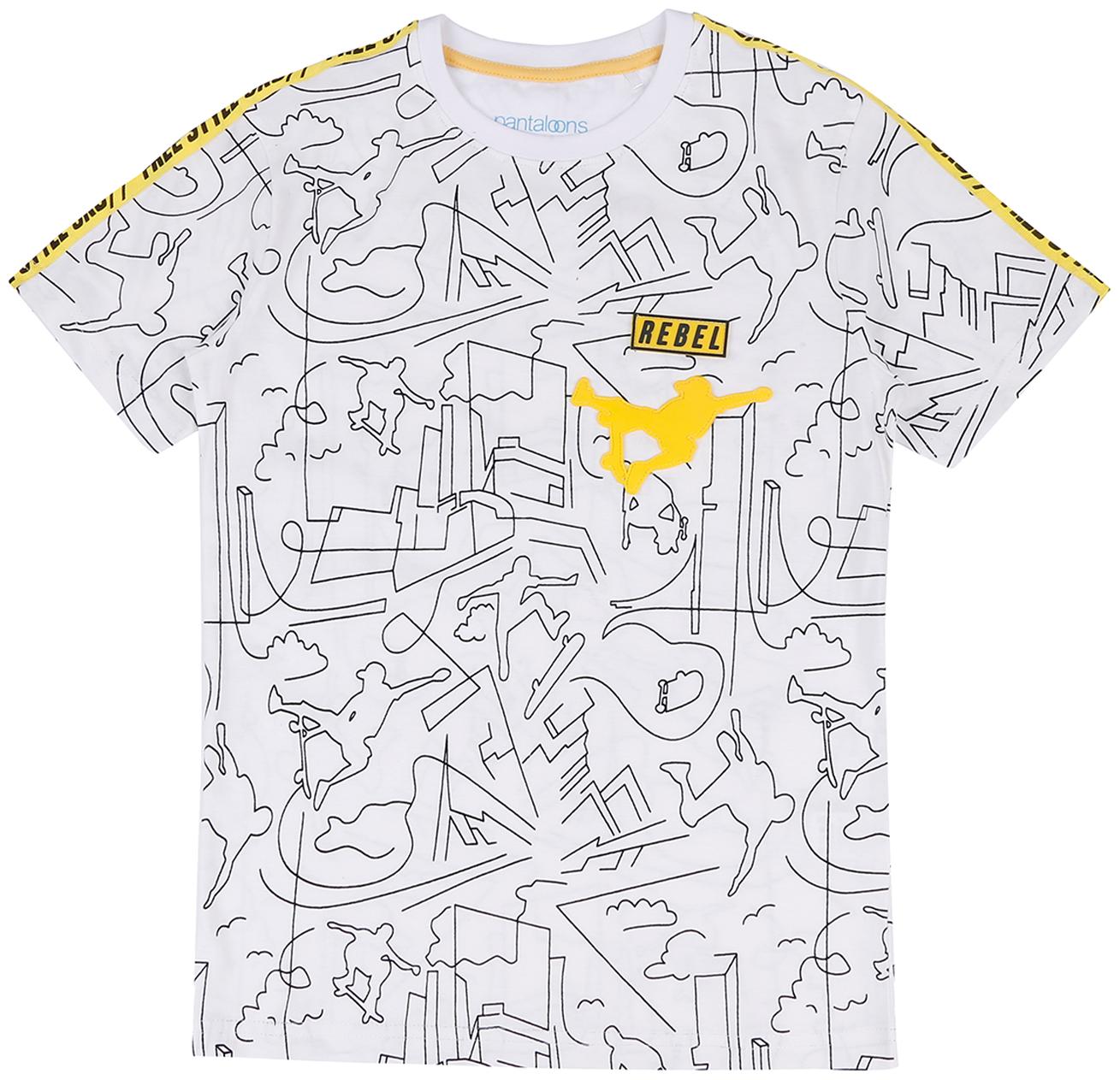 

Pantaloons Junior Boy Cotton Printed T-shirt - White
