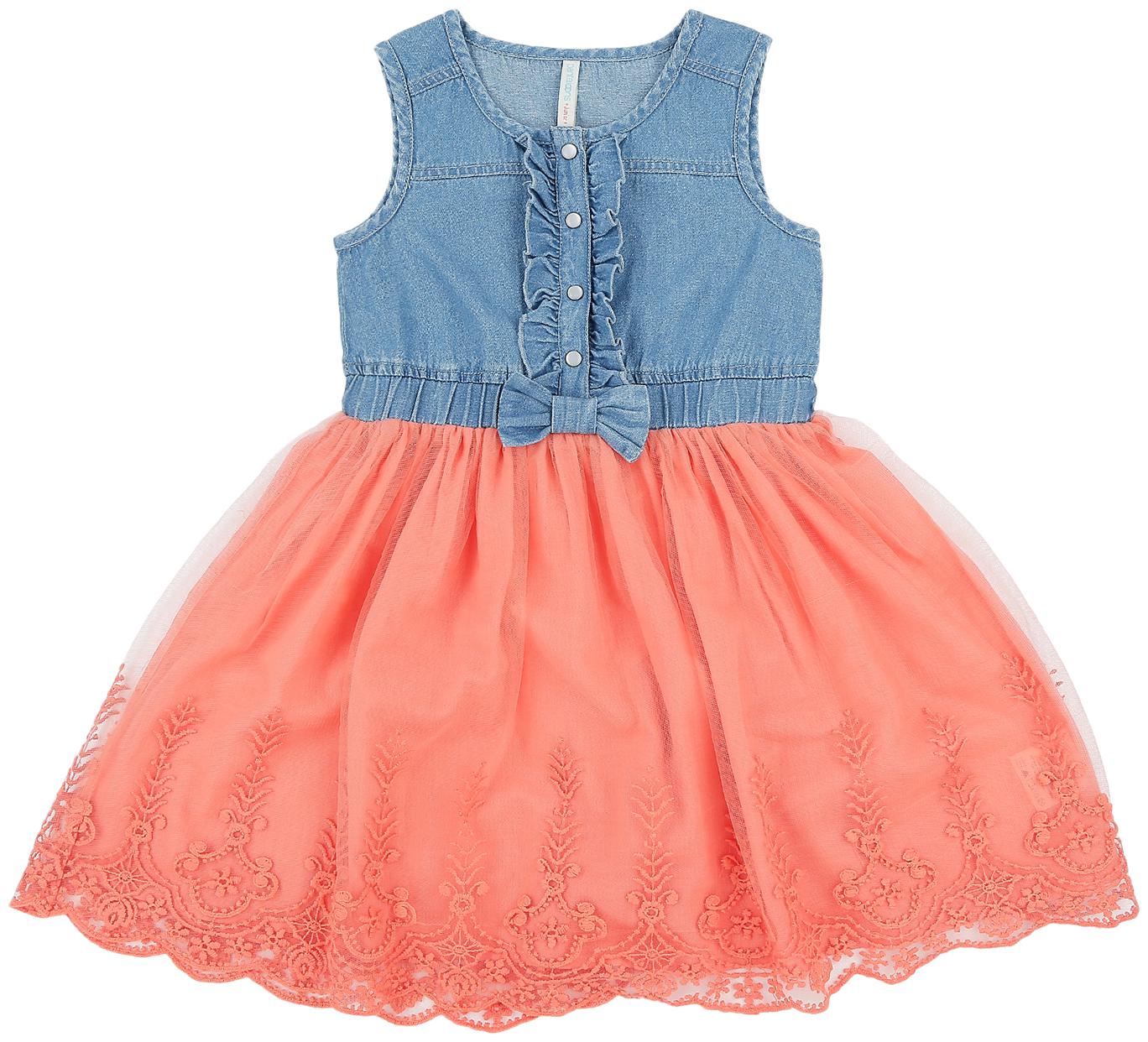 

Pantaloons Junior Blue Orange Cotton Sleeveless Knee Length Princess Frock ( Pack of 1 )