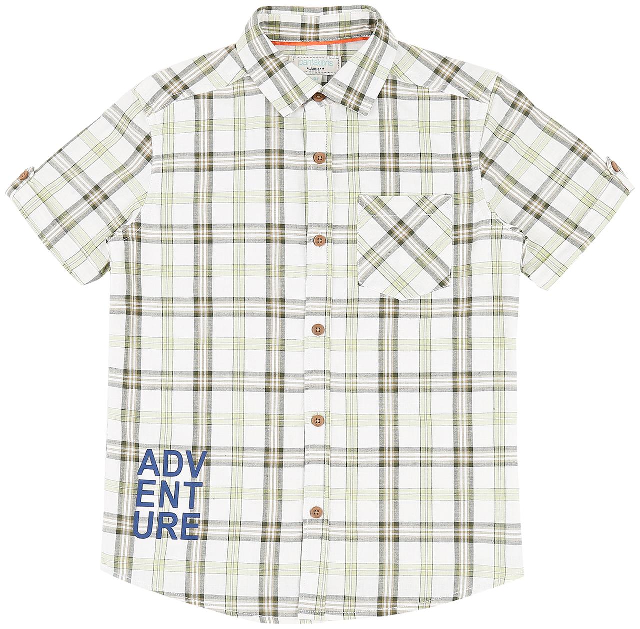 

Pantaloons Junior Boy Cotton blend Checked Shirt Green