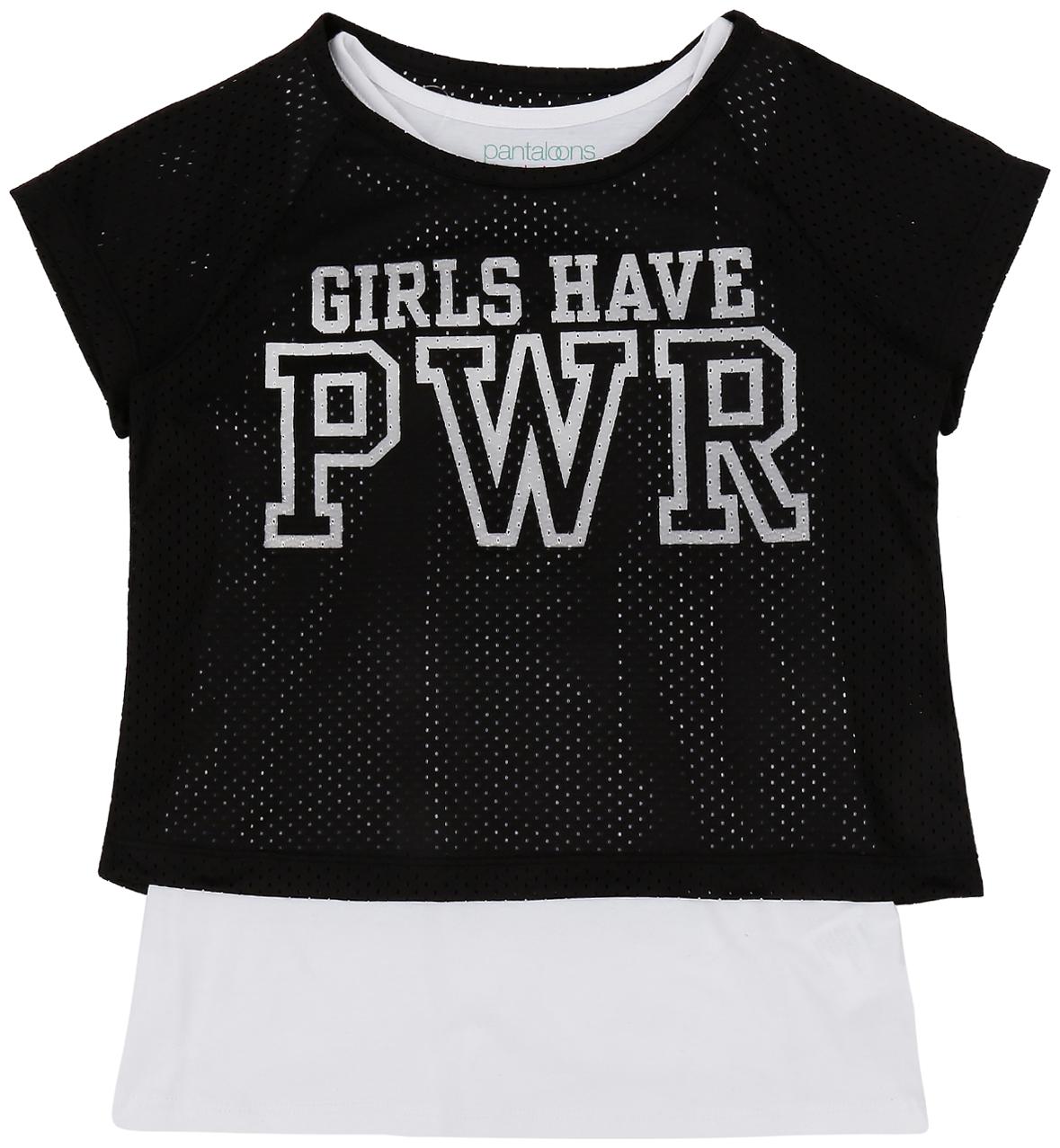 

Pantaloons Junior Girl Polyester Printed T shirt - Black