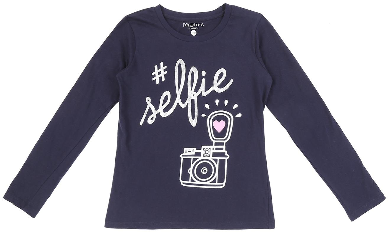 

Pantaloons Junior Girl Cotton Printed T shirt - Blue