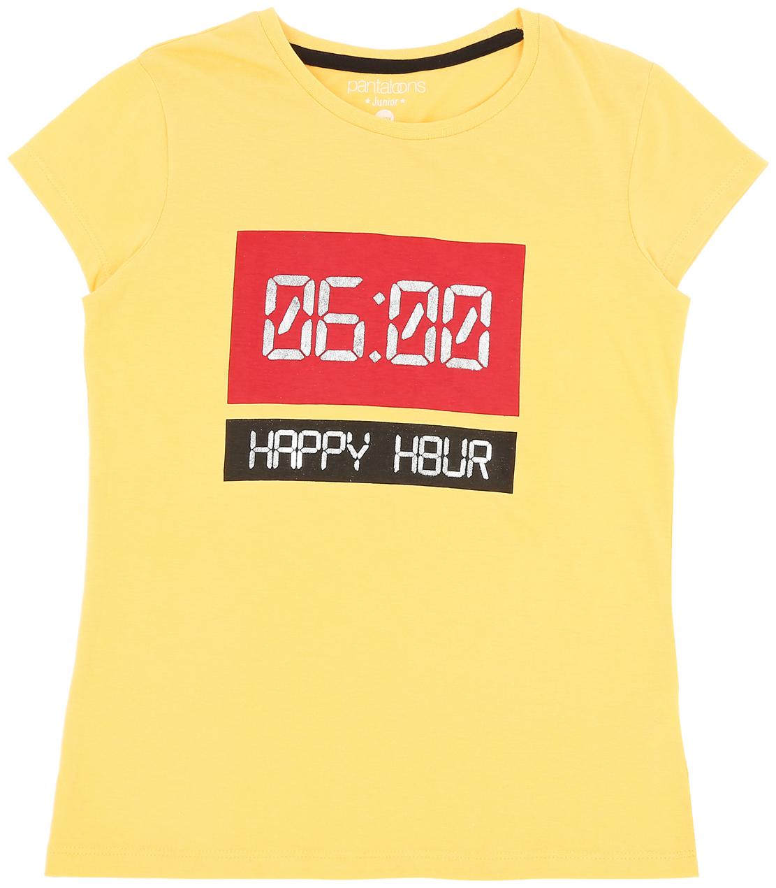 

Pantaloons Junior Girl Cotton Printed T shirt - Yellow