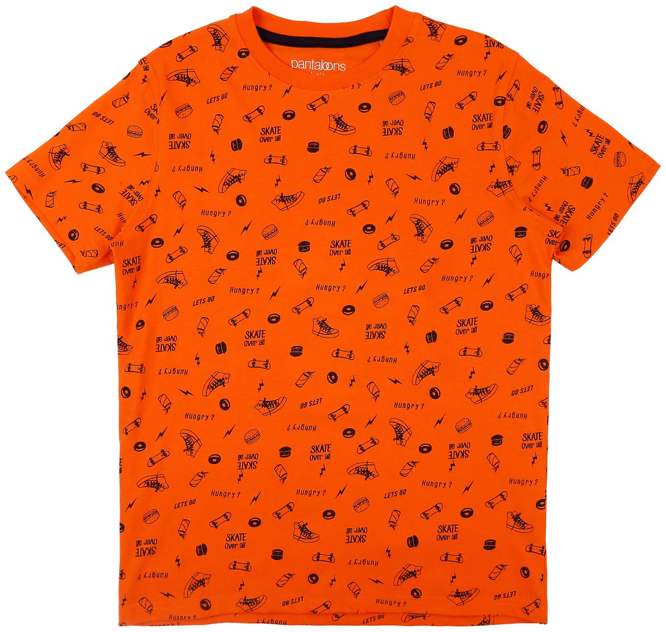 

Pantaloons Junior Boy Cotton Printed T-shirt - Orange