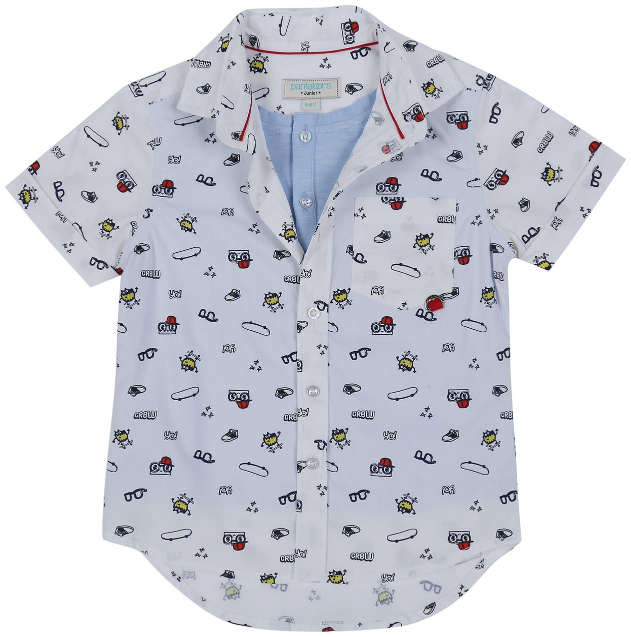 

Pantaloons Junior Boy Cotton Printed Shirt White