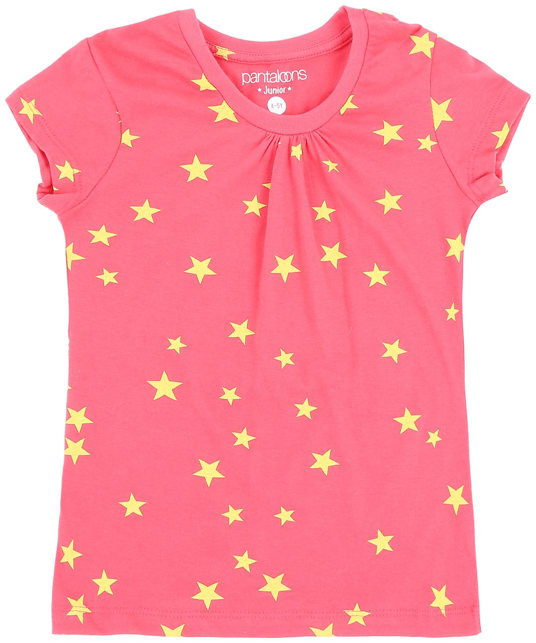 

Pantaloons Junior Girl Cotton Printed T shirt - Pink