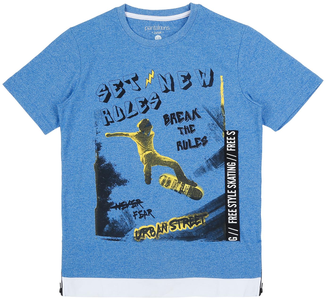 

Pantaloons Junior Boy Cotton Printed T-shirt - Blue